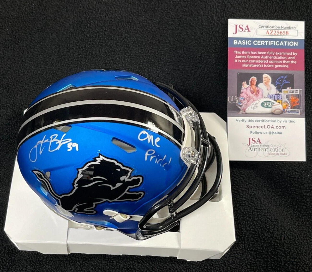 Jake Bates Signed & Inscribed 2024 Detroit Lions Alternate Mini Helmet JSA COA