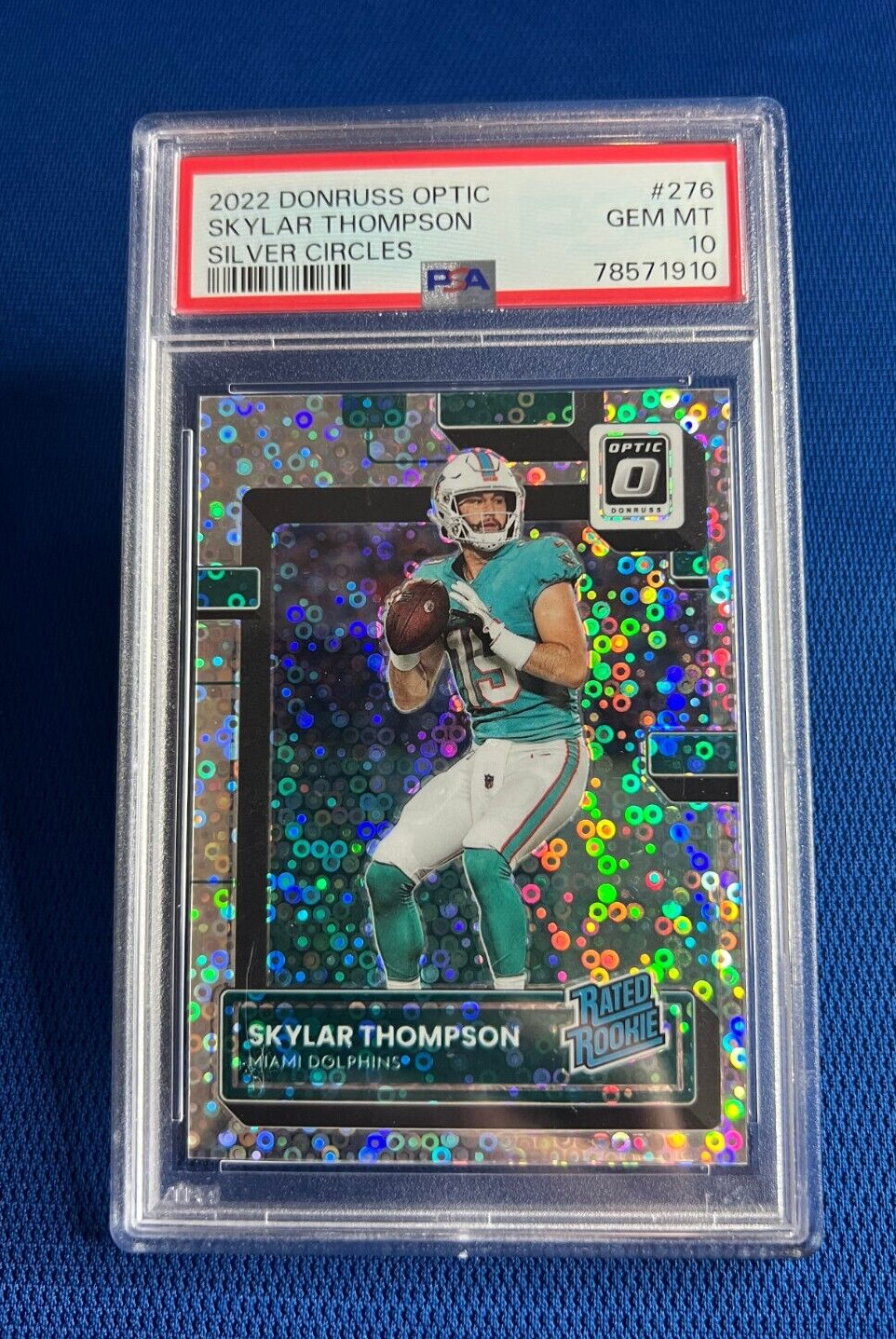 2022 DONRUSS OPTIC SKYLAR THOMPSON DOLPHINS SILVER CIRCLES RC /125 PSAS 10 GEM