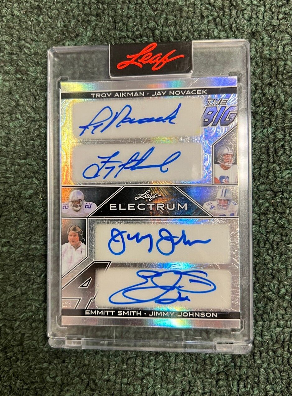 2024 LEAF ELECTRUM BIG 4 TROY AIKMAN NOVACEK EMMITT SMITH JIMMY JOHNSON 1/1 AUTO