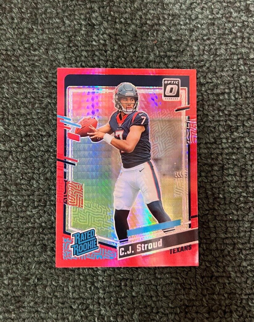 2023 PANINI DONRUSS OPTIC C.J. STROUD TEXANS RED HYPER PRIZM RC ROOKIE #244