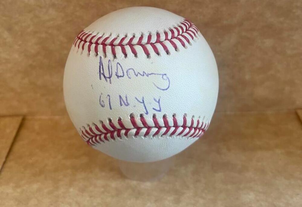 AL DOWNING 61 NYY SIGNED AUTOGRAPHED M.L. BASEBALL BECKETT AUTH