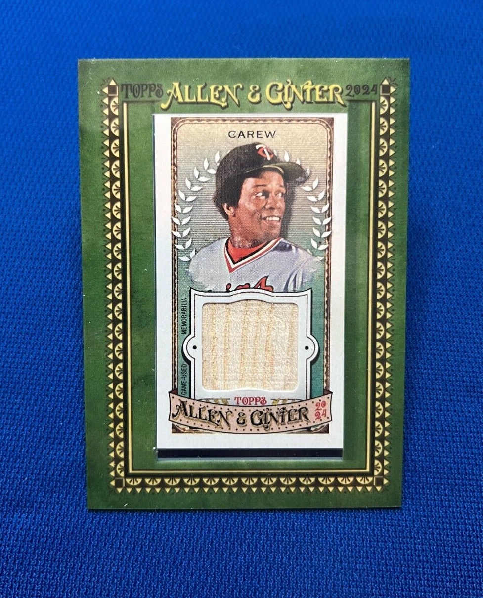2024 TOPPS ALLEN & GINTER ROD CAREW MINNESOTA TWINS BAT RELIC CARD #MFR-RC