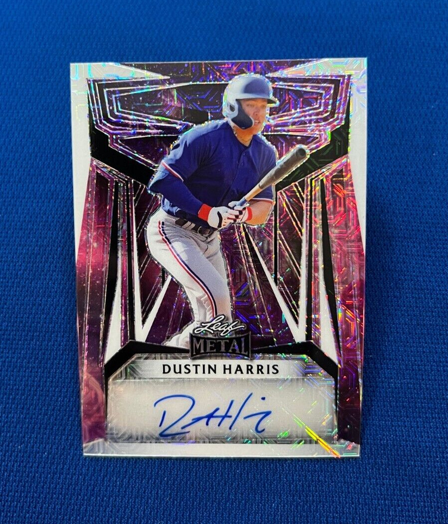 2023 LEAF METAL DUSTIN HARRIS TEXAS RANGERS AUTO SIGNED 1/1 PURPLE CARD #BA-DH2
