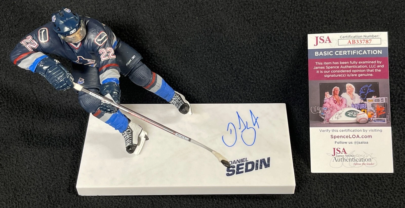 Daniel Sedin Signed Vancouver Canucks McFarlane Figure JSA COA