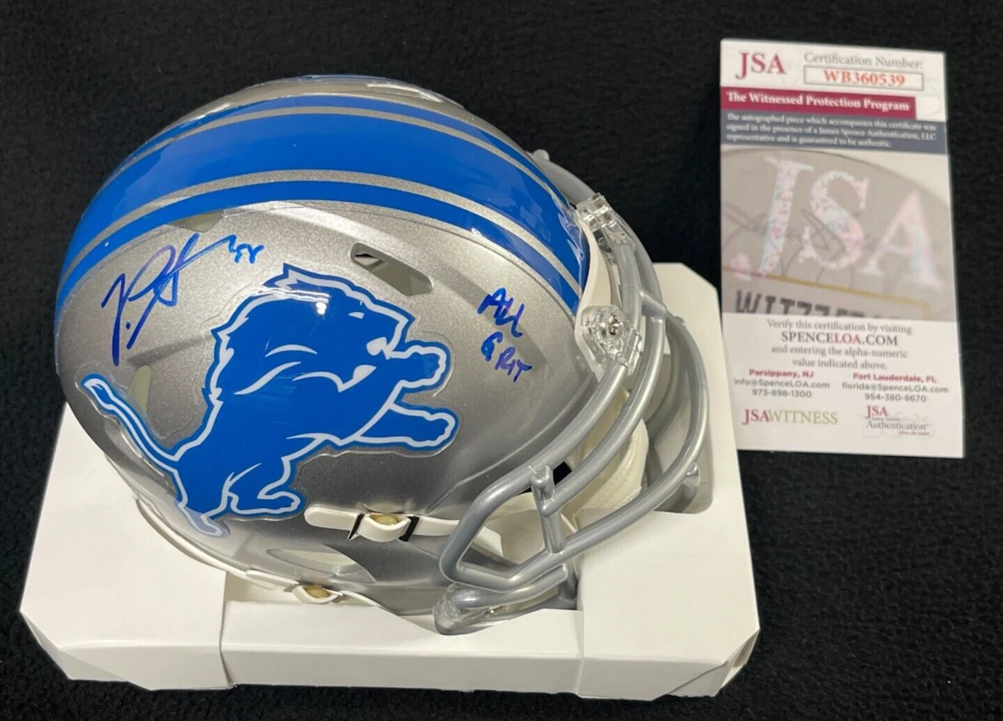 Penei Sewell Signed & Inscribed All Grit Detroit Lions Mini Helmet JSA COA