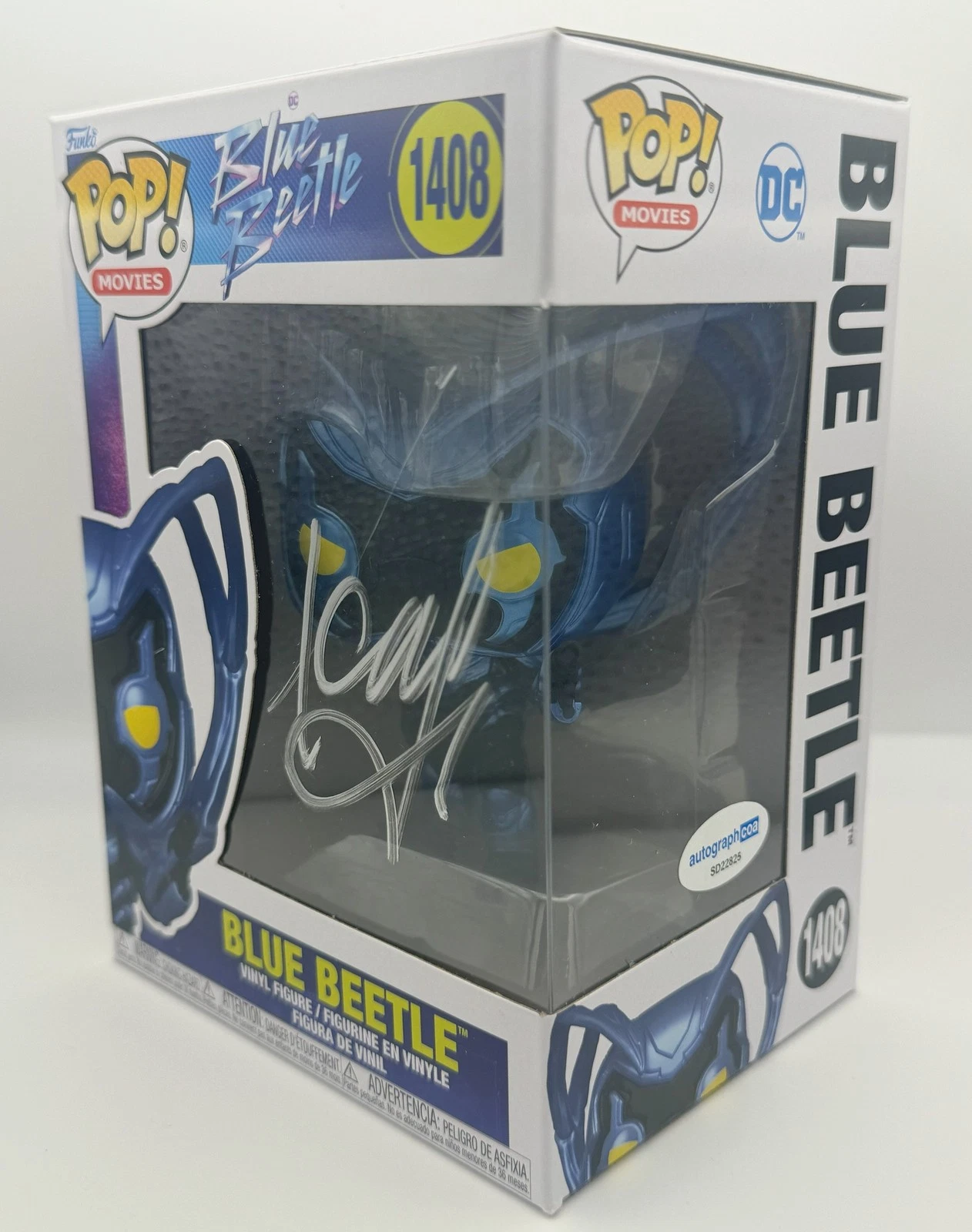 XOLO MARIDUENA “BLUE BEETLE” AUTOGRAPH SIGNED 1408 FUNKO POP VINYL FIGURE B ACOA COLLECTIBLE MEMORABILIA