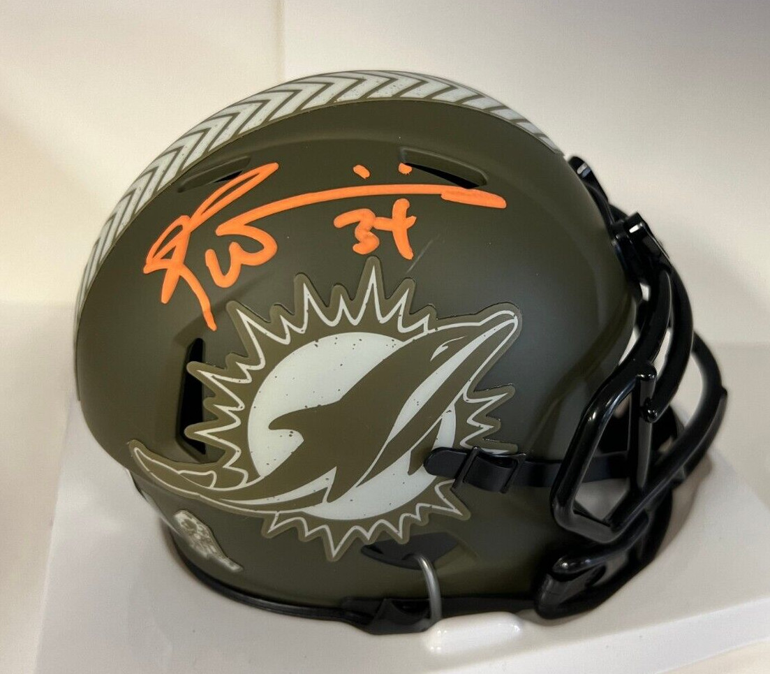RICKY WILLIAMS MIAMI DOLPHINS SALUTE TO SERVICE SIGNED MINI HELMET BECKETT **
