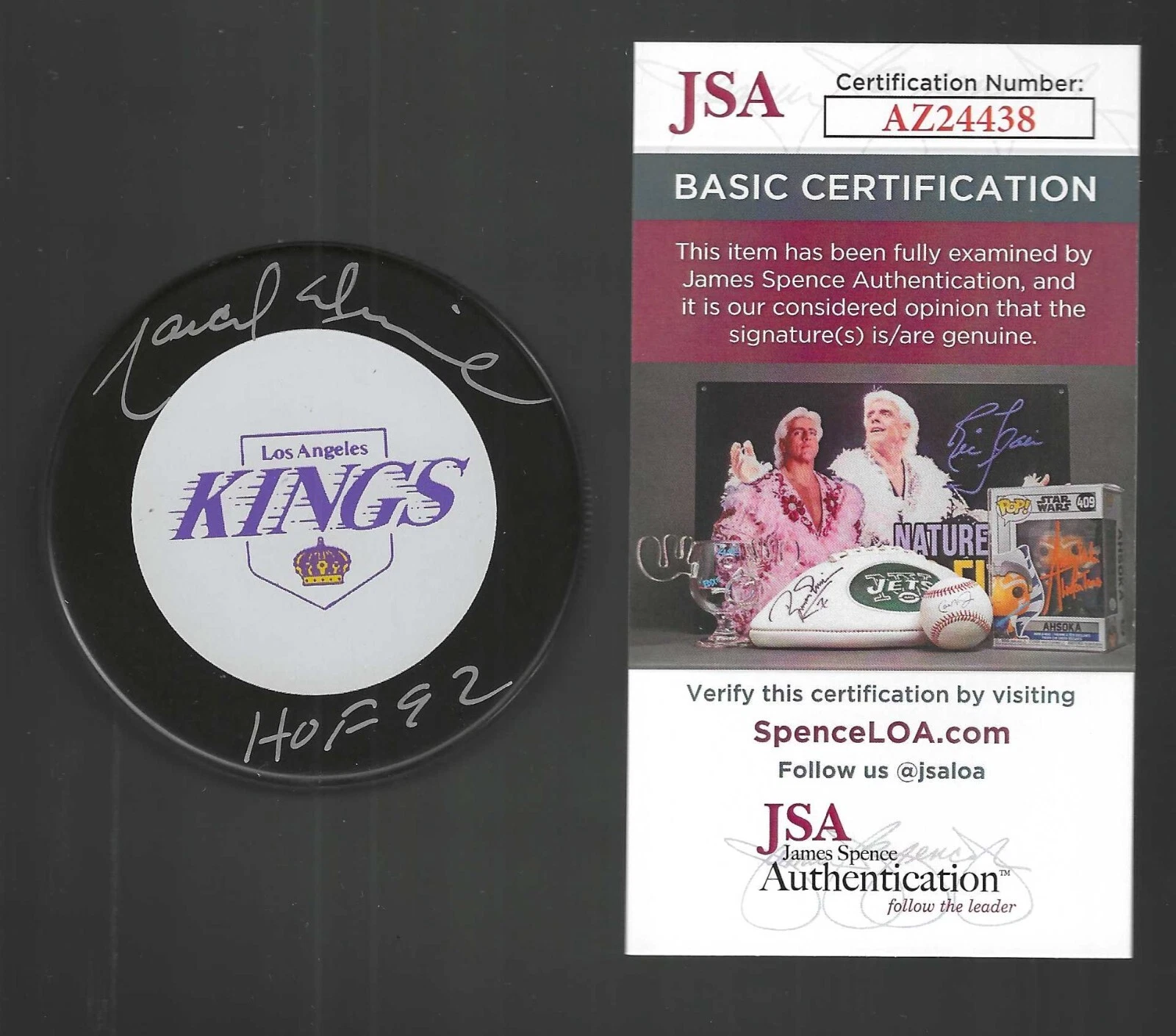 Marcel Dionne Signed & Inscribed Los Angeles Kings Puck JSA COA