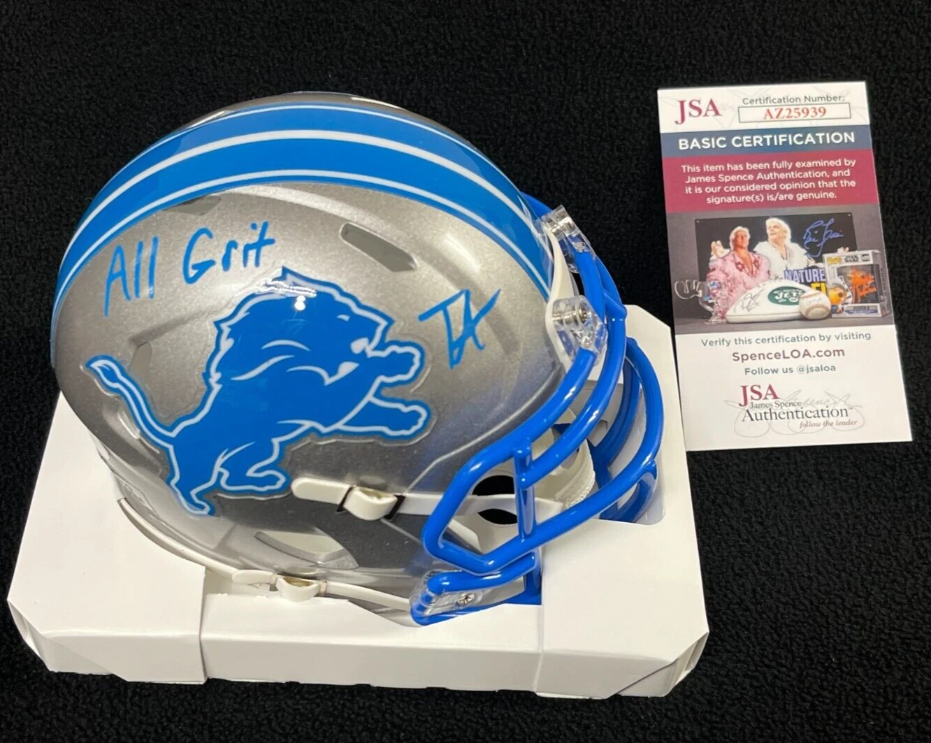 Terrion Arnold Signed & Inscribed All Grit 24 Detroit Lions Mini Helmet JSA COA