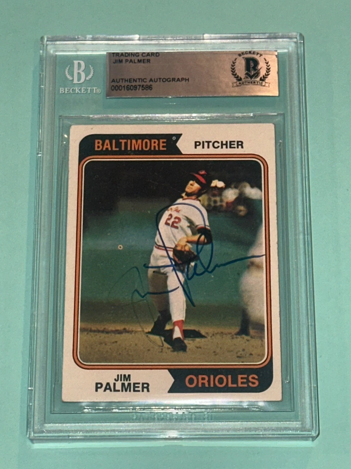 JIM PALMER Signed TRADING Card (1974 Topps) Beckett Authenticated (BAS)