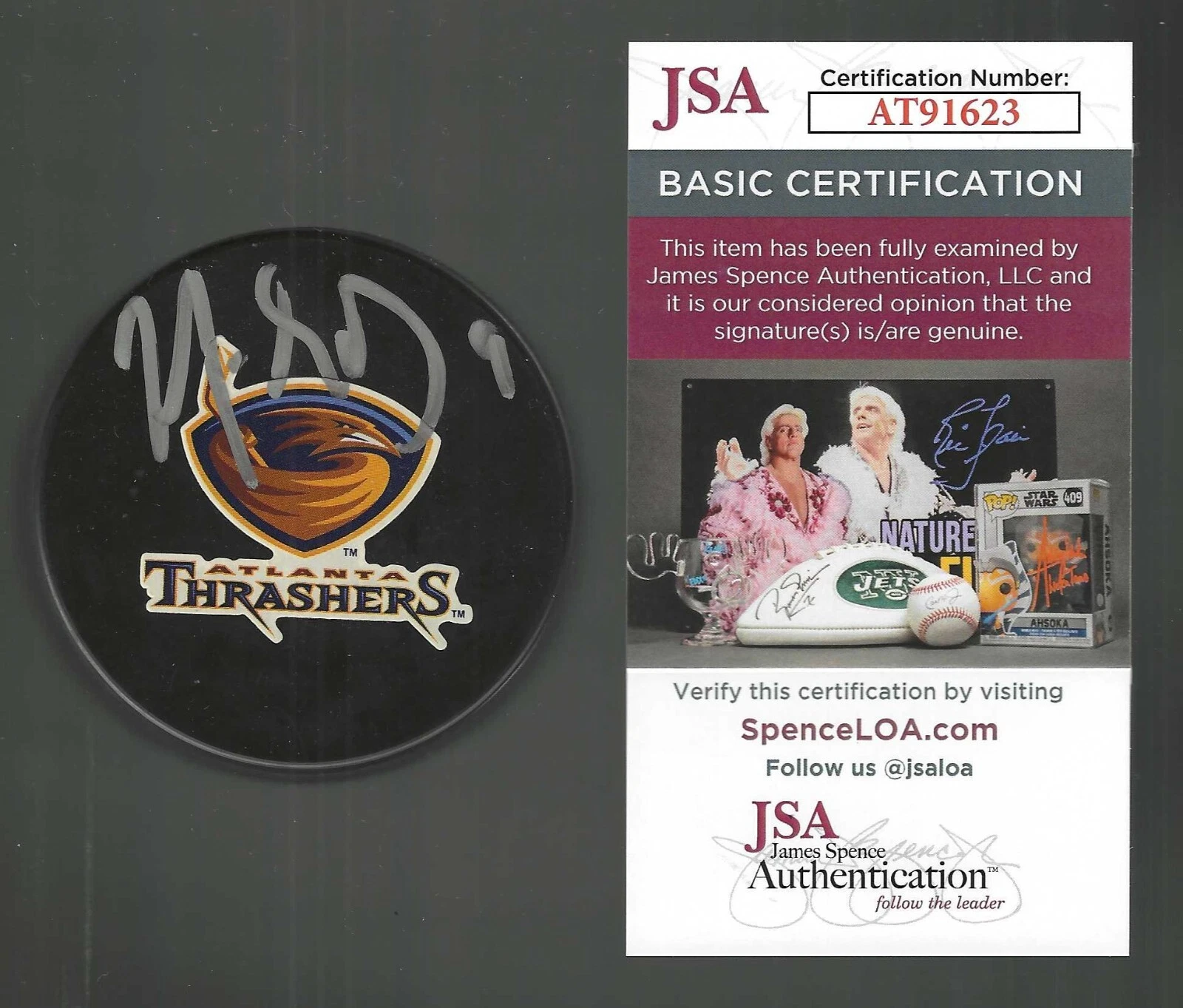 Marc Savard Signed Atlanta Thrashers Souvenir Puck JSA COA