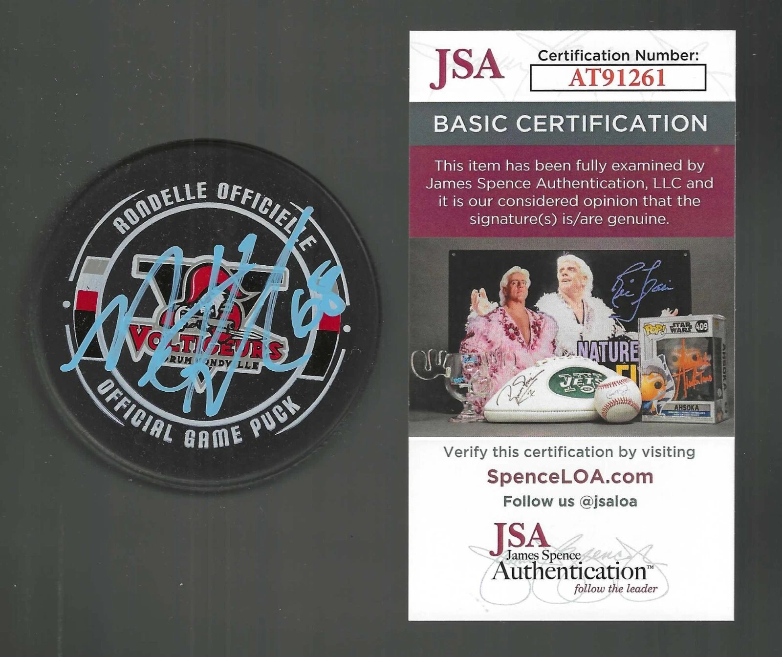 Mike Hoffman Signed Drummondville Voltigeurs Game Puck Florida Panthers JSA COA