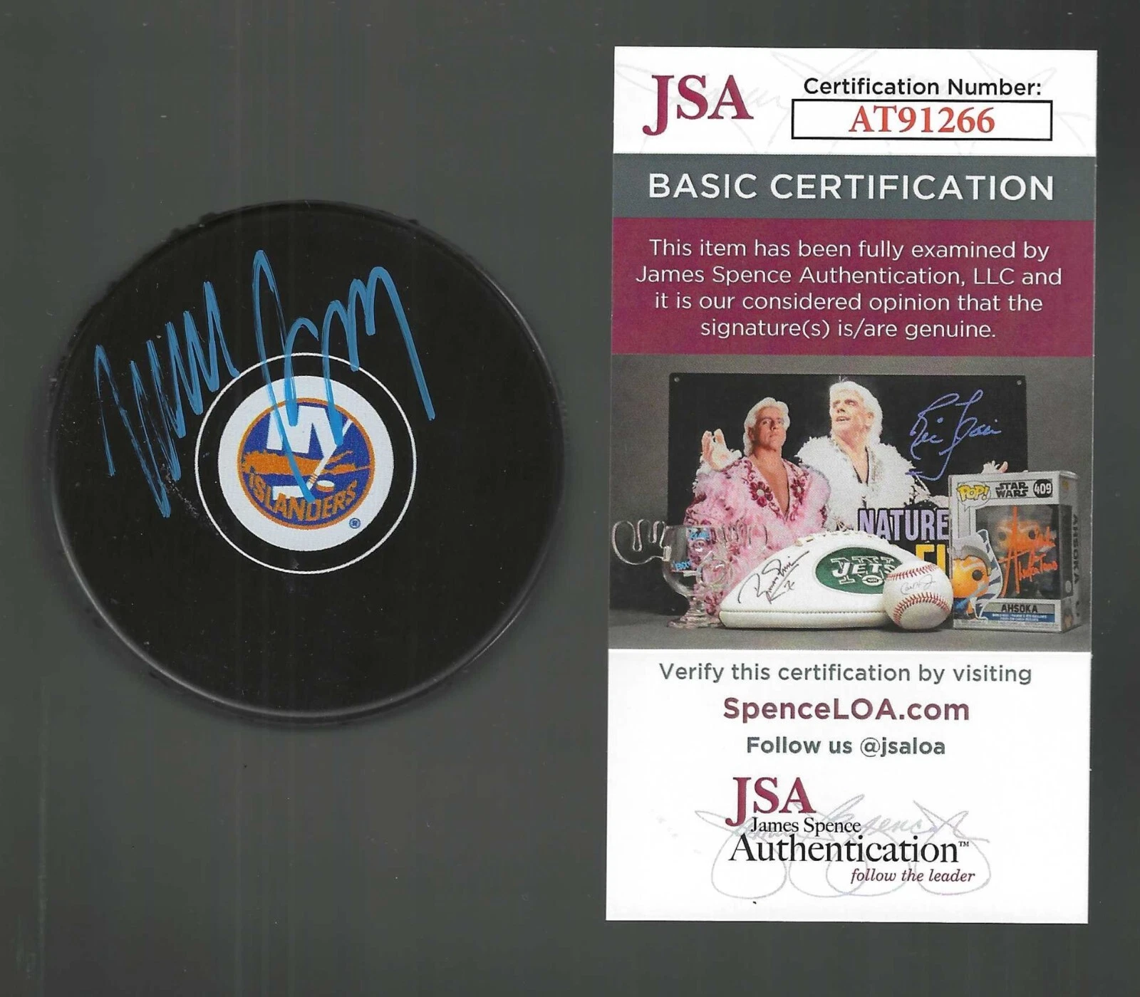 Mike Bossy Signed New York Islanders Puck Signed in Blue JSA COA