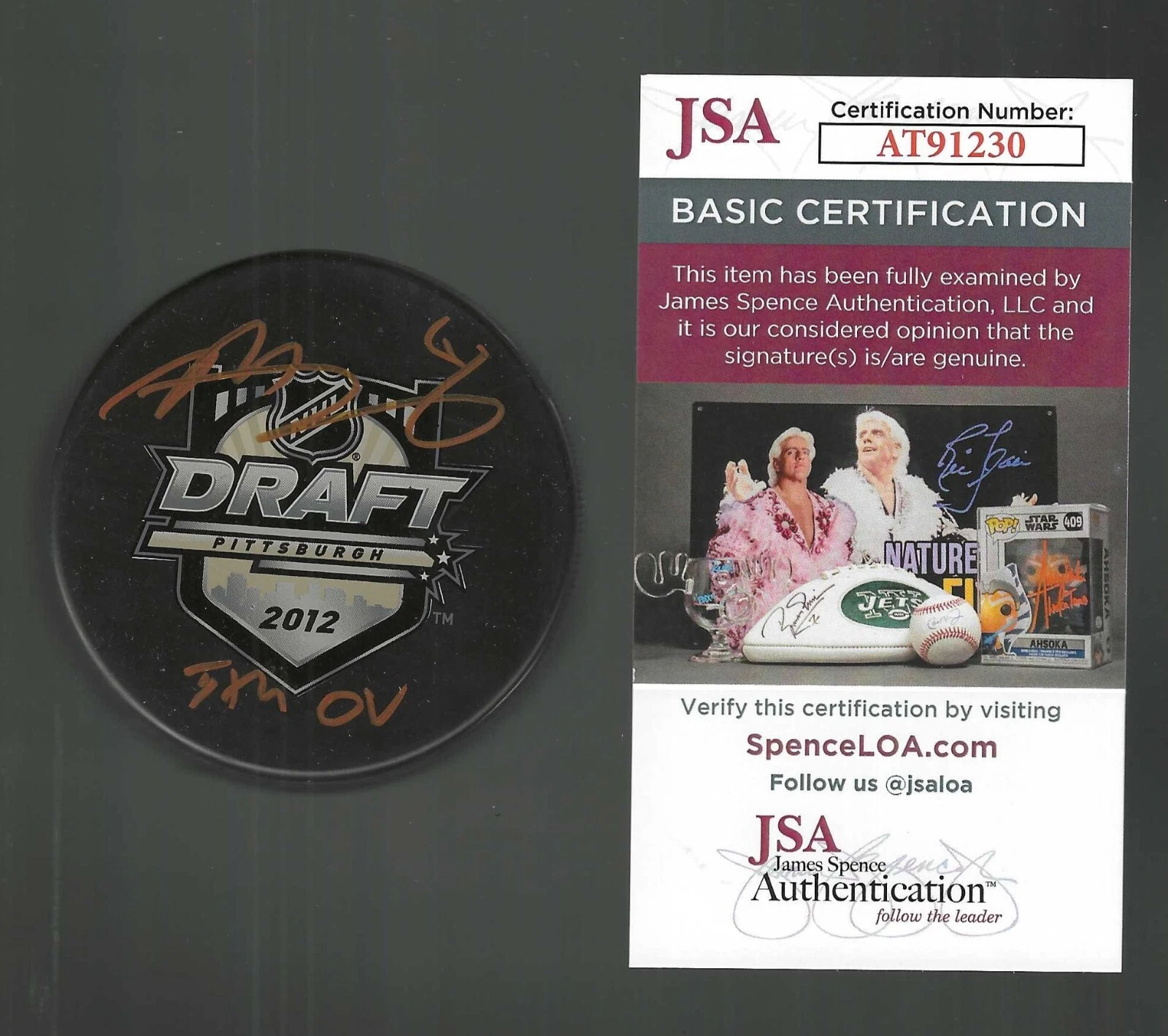 Morgan Rielly Signed & Inscribed Toronto Maple Leafs 2012 Draft Puck JSA COA