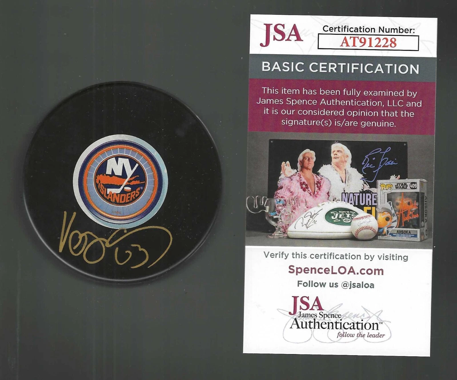 Josef Vacisek Signed New York Islanders Souvenir Puck JSA COA