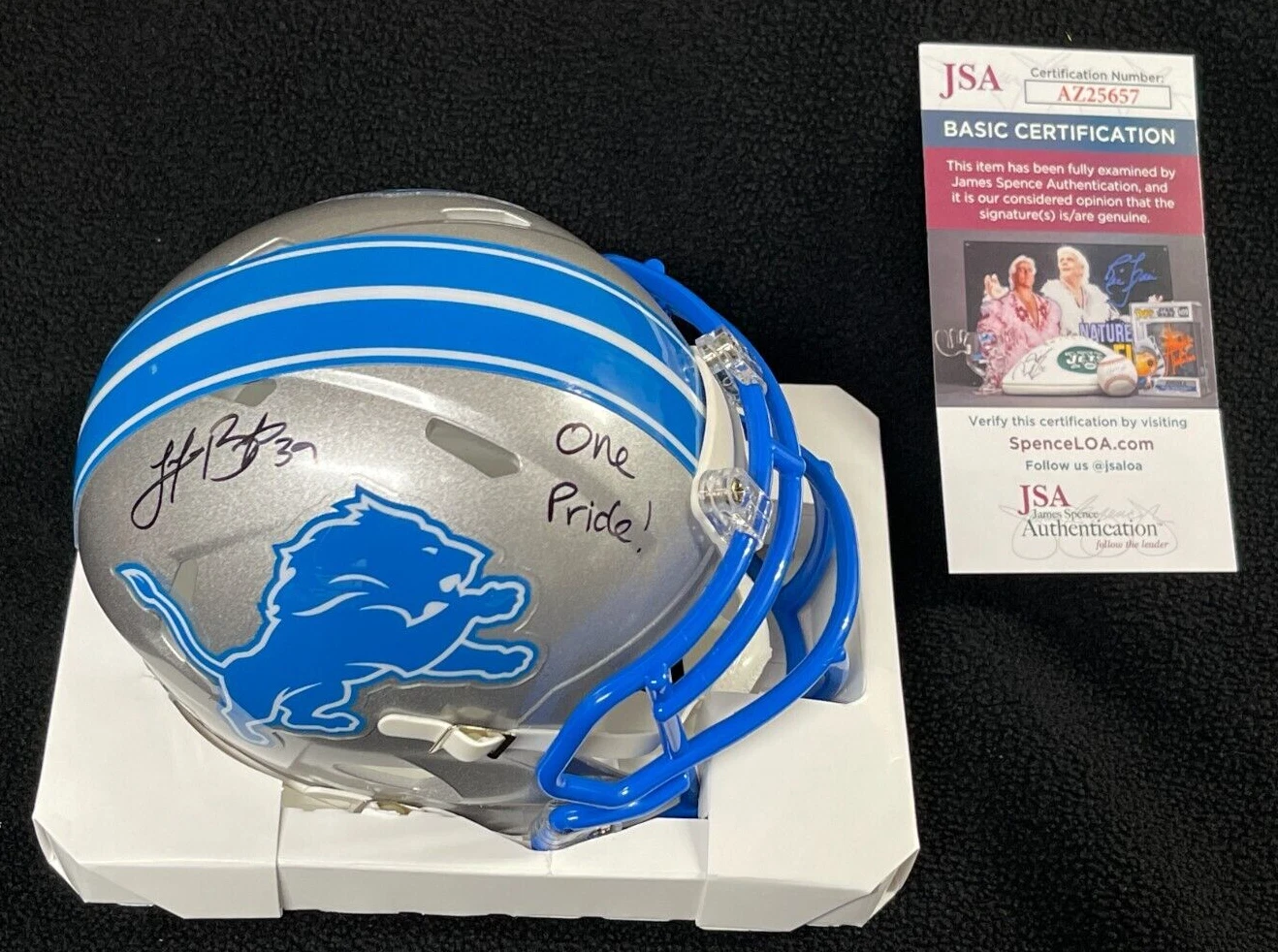 Jake Bates Signed & Inscribed 2024 Detroit Lions Mini Helmet JSA COA