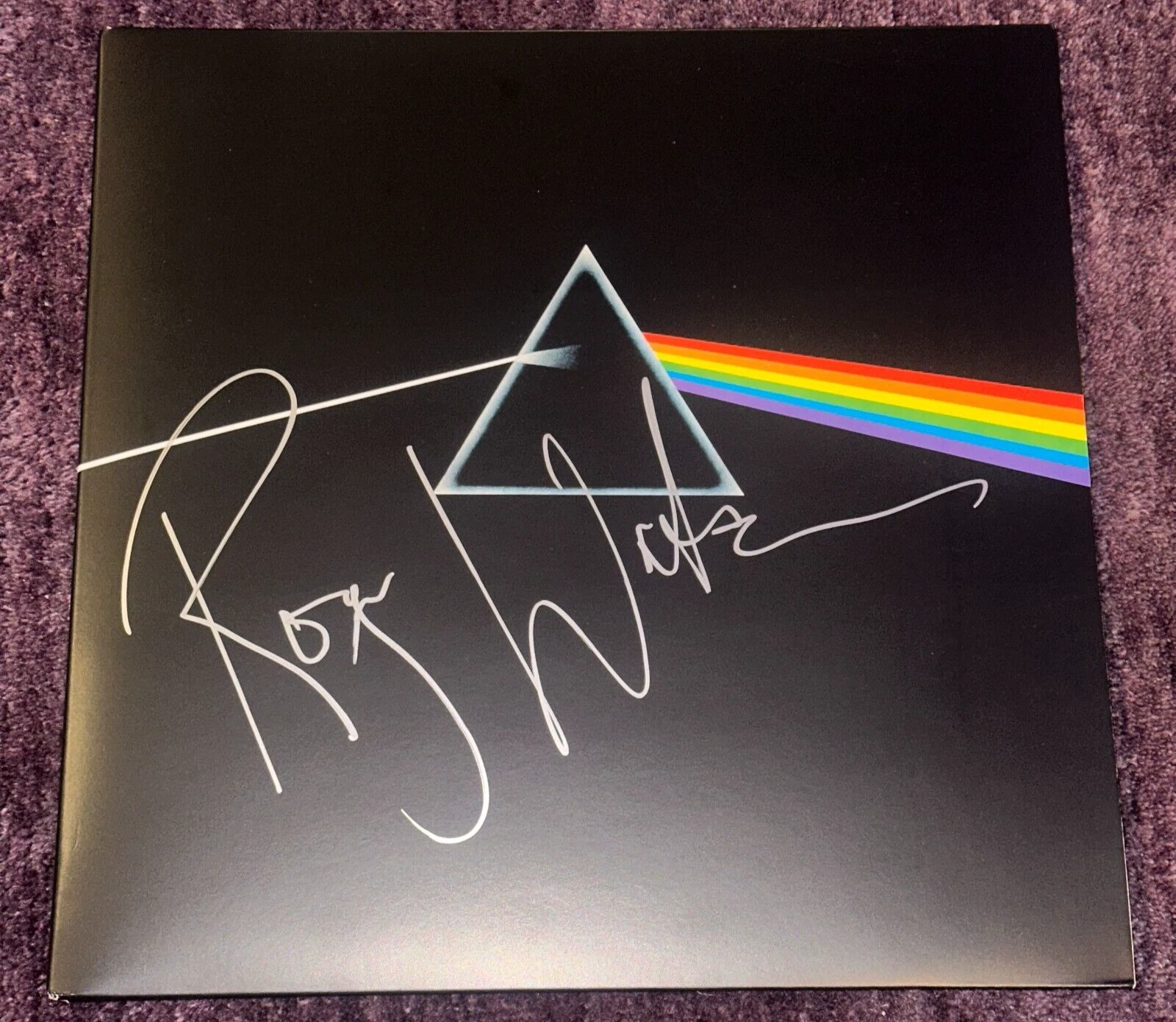 ROGER WATERS Signed Pink Floyd DARK SIDE LP ALBUM COVER w/ PSA COA