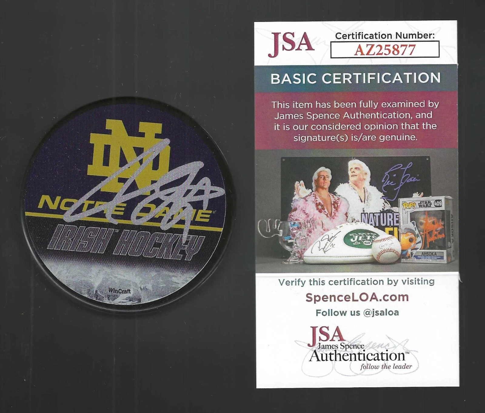 Anders Lee Signed Notre Dame Fighting Irish Puck New York Islanders JSA COA