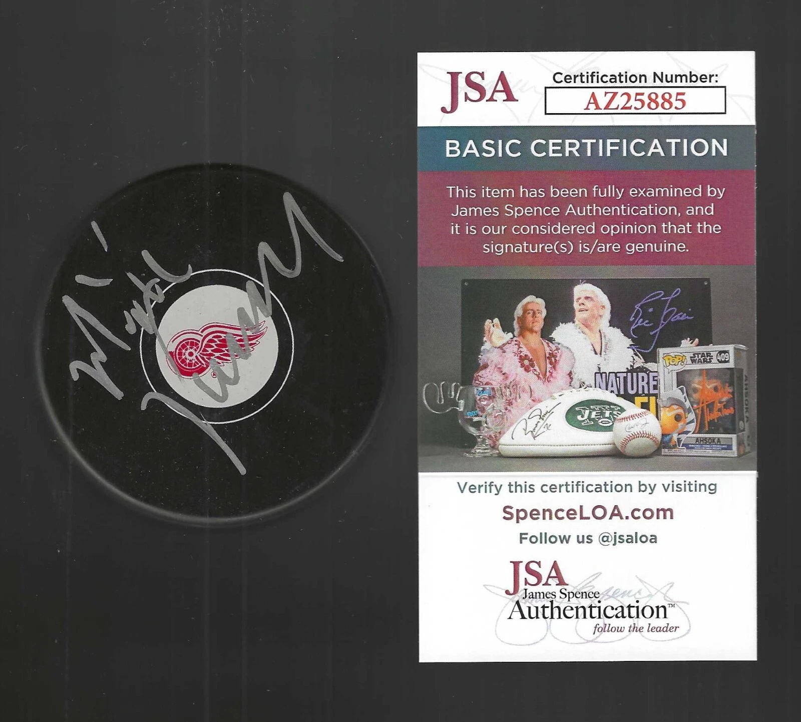 Mike Vernon Signed Detroit Red Wings Puck JSA COA