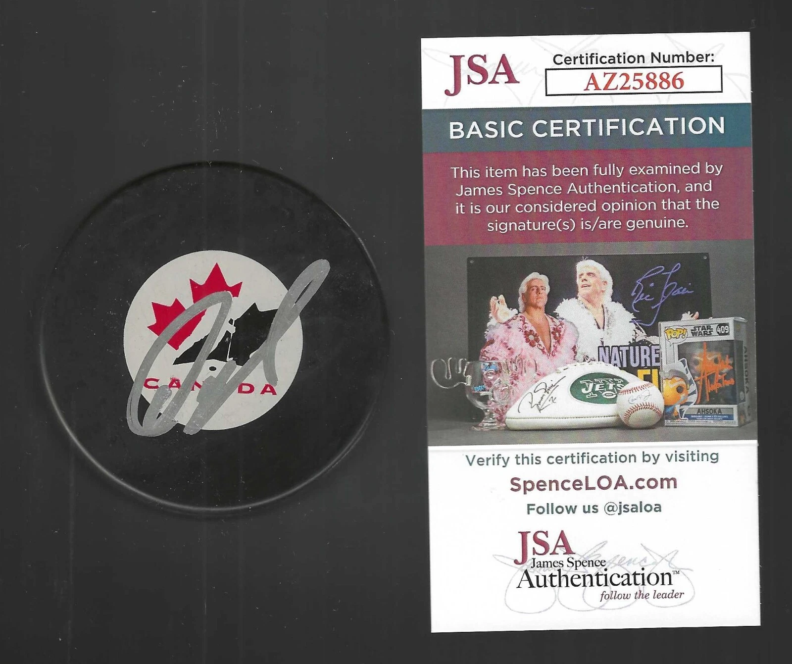 Owen Nolan Signed Team Canada Hockey Puck San Jose Sharks JSA COA