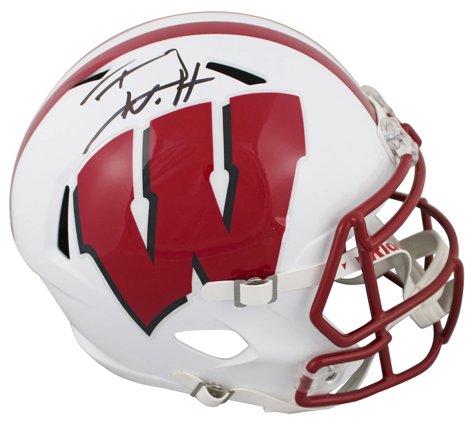 WISCONSIN T.J. WATT AUTHENTIC SIGNED FULL SIZE SPEED REP HELMET BAS WITNESSED COLLECTIBLE MEMORABILIA