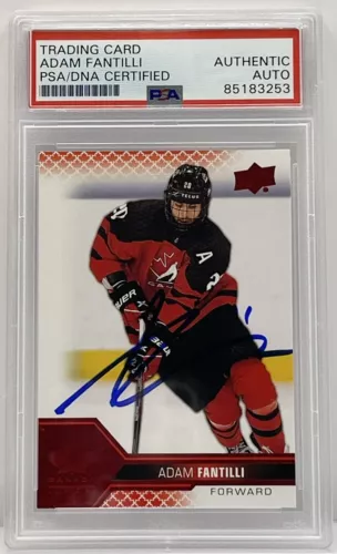 ADAM FANTILLI SIGNED 2022 UPPER DECK TEAM CANADA JUNIORS RC PSA/DNA SLABBED COLLECTIBLE MEMORABILIA