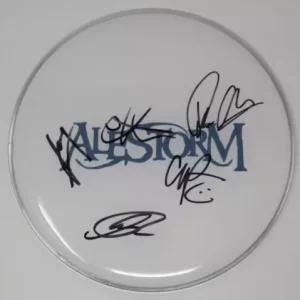 ALESTORM (Group Band) Signed Autograph Auto 12" Drumhead Drum Head by 5 JSA