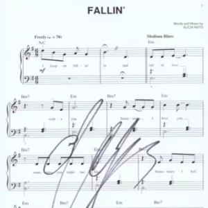 ALICIA KEYS Signed Autograph Lyric Sheet Music FALLIN JSA COA