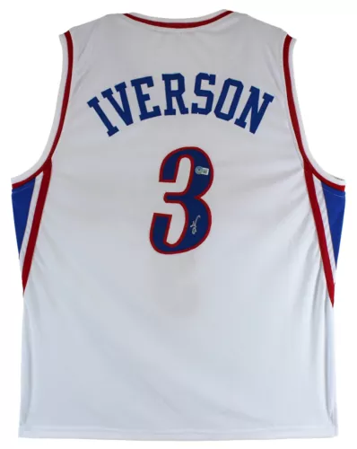 ALLEN IVERSON AUTHENTIC SIGNED WHITE JERSEY AUTOGRAPHED BAS WITNESSED COLLECTIBLE MEMORABILIA