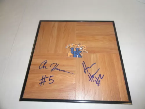 ANDREW & AARON HARRISON SIGNED FRAMED 12X12 FLOORBOARD KENTUCKY WILDCATS PROOF COLLECTIBLE MEMORABILIA