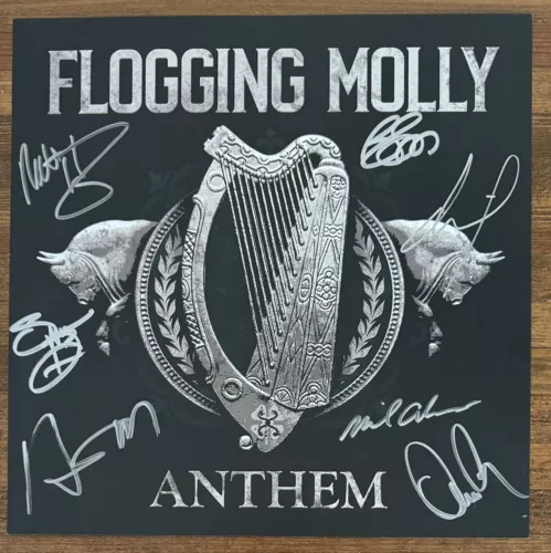 BAND SIGNED FLOGGING MOLLY ANTHEM LP PRINT + VINYL AUTOGRAPHED BAS BECKETT COA COLLECTIBLE MEMORABILIA