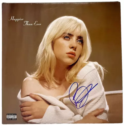 BILLIE EILISH SIGNED AUTOGRAPH HAPPIER THAN EVER VINYL RECORD ALBUM LP ACOA COA COLLECTIBLE MEMORABILIA