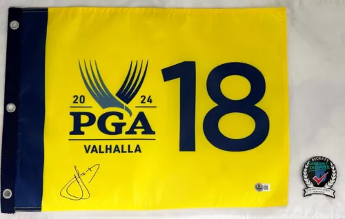CAMERON SMITH SIGNED 2024 PGA CHAMPIONSHIP FLAG BECKETT BAS COA COLLECTIBLE MEMORABILIA