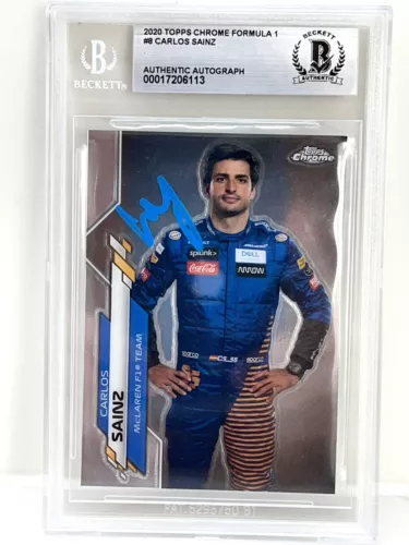 CARLOS SAINZ SIGNED 2020 TOPPS CHROME F1 ROOKIE CARD BECKETT AUTHENTICATION 2 COLLECTIBLE MEMORABILIA