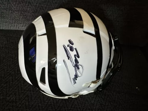 Chase Brown Signed Cincinnati Bengals White Mini Helmet Autographed