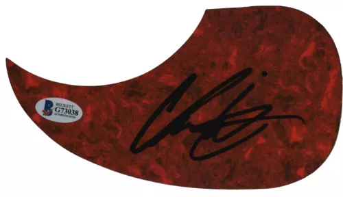 CHRIS LANE MUSICIAN AUTHENTIC SIGNED RED ACOUSTIC GUITAR PICK GUARD BAS #G73038 COLLECTIBLE MEMORABILIA