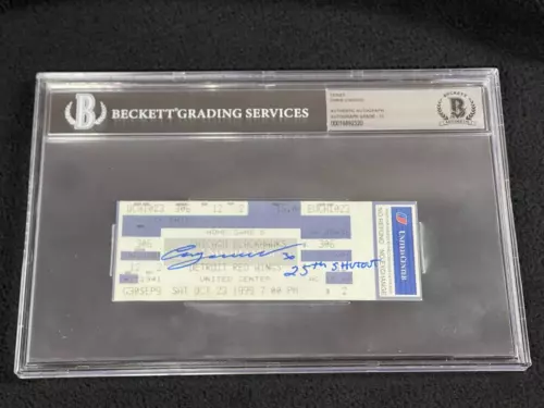 CHRIS OSGOOD SIGNED & INSCRIBED DETROIT RED WINGS 25TH SHUTOUT TICKET BECKETT COLLECTIBLE MEMORABILIA