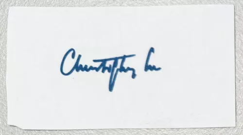 CHRISTOPHER LEE SIGNED AUTOGRAPHED 2.5 X 4.5 CARD SWAU AUTHENTICATED STAR WARS COLLECTIBLE MEMORABILIA