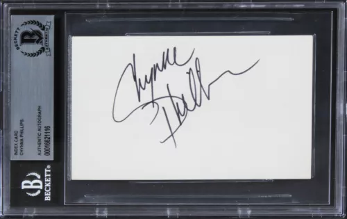 CHYNNA PHILLIPS BRIDESMAIDS AUTHENTIC SIGNED 3×5 INDEX CARD BAS SLABBED 5 COLLECTIBLE MEMORABILIA