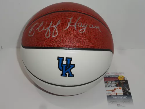 CLIFF HAGAN SIGNED BASKETBALL KENTUCKY WILDCATS HOF AUTOGRAPHED JSA COA COLLECTIBLE MEMORABILIA