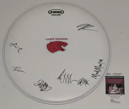 CODE ORANGE SIGNED 16 INCH DRUMHEAD JAMI MORGAN REBA MEYERS JSA COA