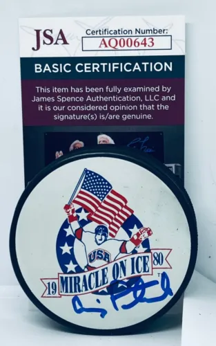 CRAIG PATRICK TEAM USA SIGNED 1980 MIRACLE ON ICE PUCK AUTOGRAPHED JSA COLLECTIBLE MEMORABILIA