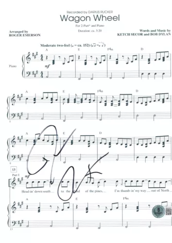 Darius Rucker Signed Wagon Wheel Sheet Music Authentic Autograph Beckett