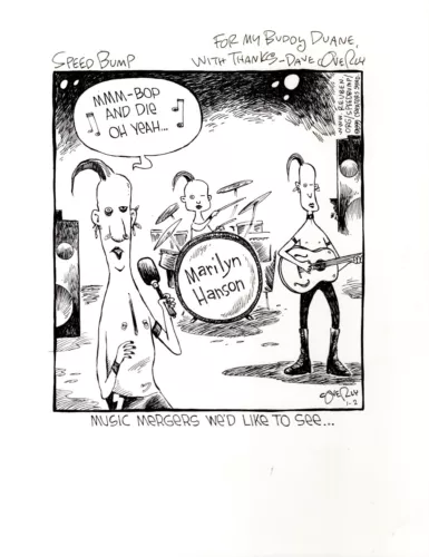 DAVE COVERLY SIGNED ORIGINAL SPEED BUMP PEN+INK DAILY 1999 MARILYN MANSON COLLECTIBLE MEMORABILIA