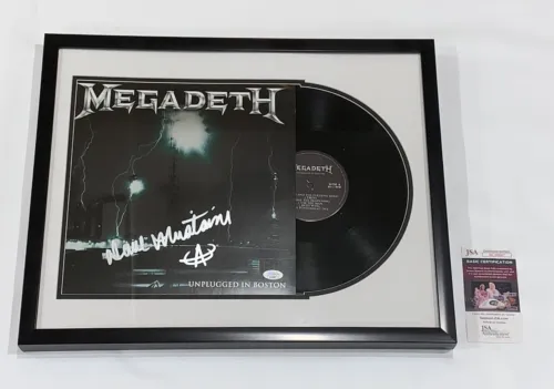 DAVE MUSTAINE SIGNED MEGADETH UNPLUGGED IN BOSTON 16×20 ALBUM DISPLAY JSA COA COLLECTIBLE MEMORABILIA