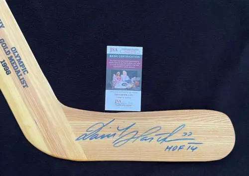 DOMINIK HASEK SIGNED BUFFALO SABRES CAREER STATISTICS GOALIE STICK JSA COA COLLECTIBLE MEMORABILIA