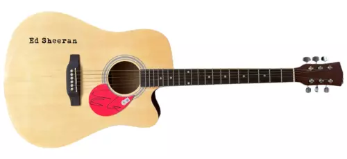 ED SHEERAN SIGNED AUTOGRAPH FULL SIZE ACOUSTIC GUITAR = + X SINGER BECKETT COA COLLECTIBLE MEMORABILIA