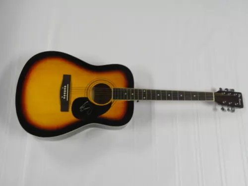 ERIC JOHNSON SIGNED SUNBURST ACOUSTIC GUITAR BLUES LEGEND G3 COLLECTIBLE MEMORABILIA