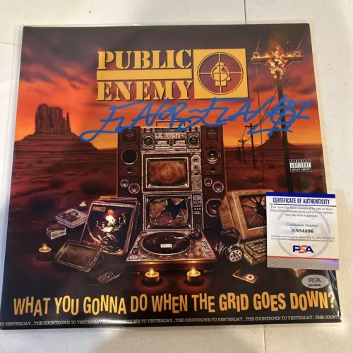 FLAVOR FLAV PUBLIC ENEMY SIGNED AUTOGRAPH VINYL ALBUM RECORD PSA COA RAP COLLECTIBLE MEMORABILIA