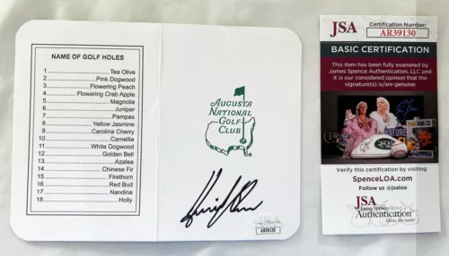 HENRIK STENSON SIGNED MASTERS SCORECARD JSA COA COLLECTIBLE MEMORABILIA